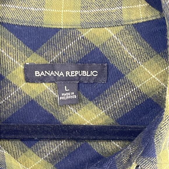 Banana Republic cotton flannel long sleeve 1/4 button down babydoll dress sz L - Picture 5 of 6